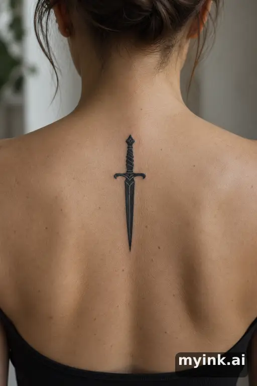 Small dagger — Blackwork Tattoo for Women reference image