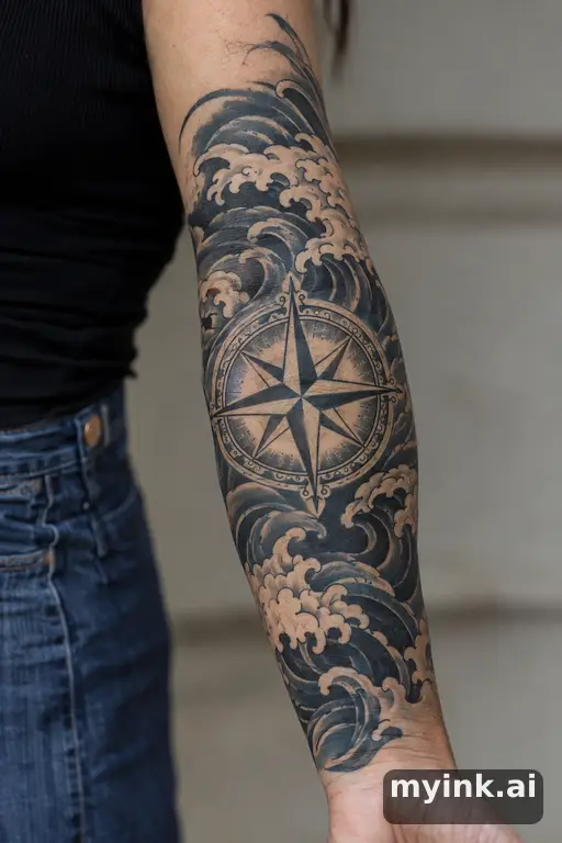 Compass rose — Japanese Compass Tattoo reference image
