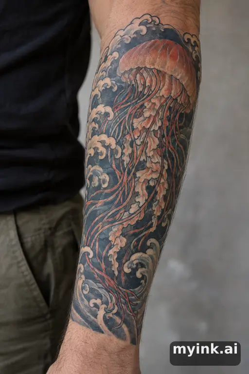 Jellyfish — Japanese Forearm Tattoo reference image