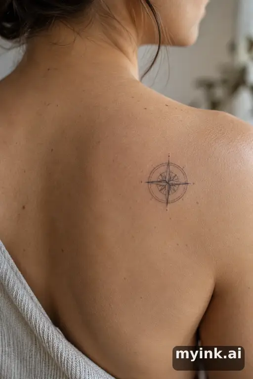 Tiny compass — Fine Line Tattoo for Women reference image