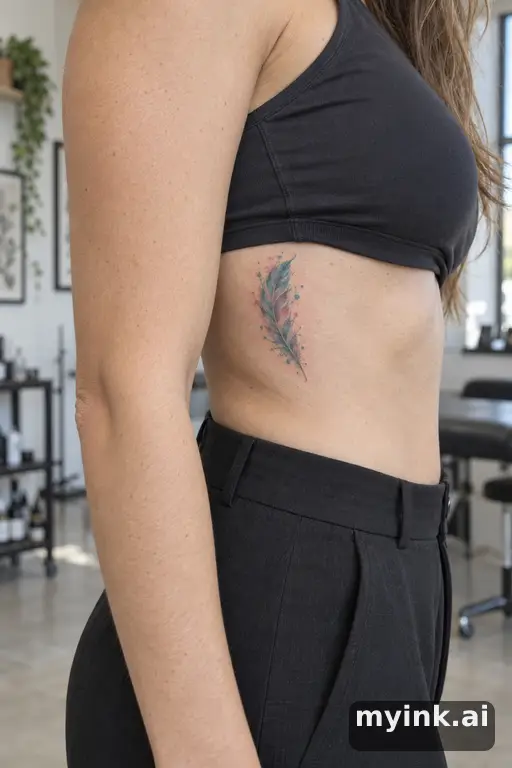 Small feather — Watercolor Tattoo for Women reference image