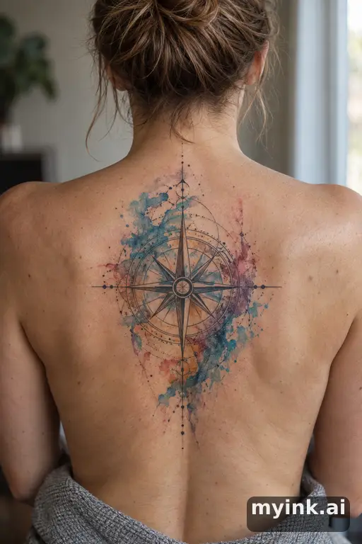 Geometric compass β Watercolor Compass Tattoo reference image
