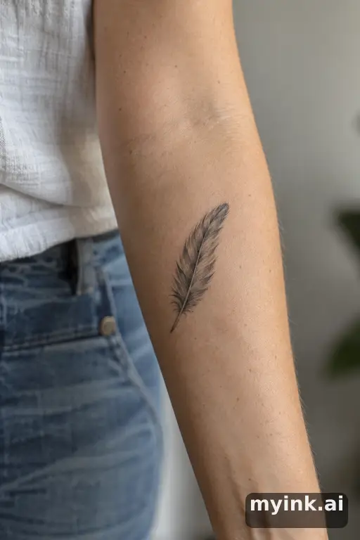 Small feather — Realistic Forearm Tattoo reference image