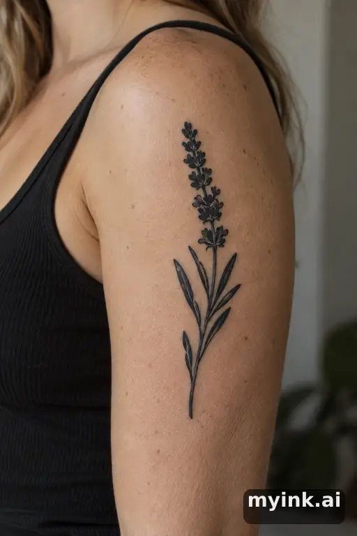 Sprig of lavender — Blackwork Tattoo for Women reference image