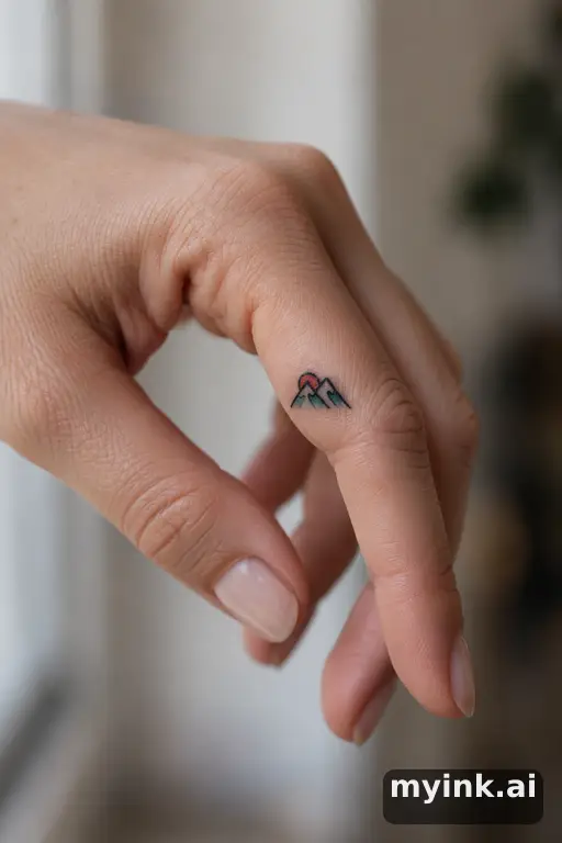 Tiny mountain outline — Traditional Small Tattoo reference image