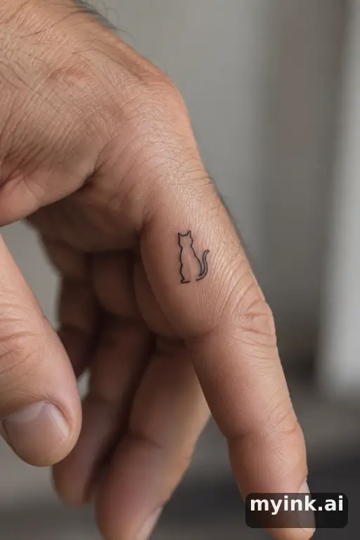 Tiny cat silhouette — Minimalist Small Tattoo reference image