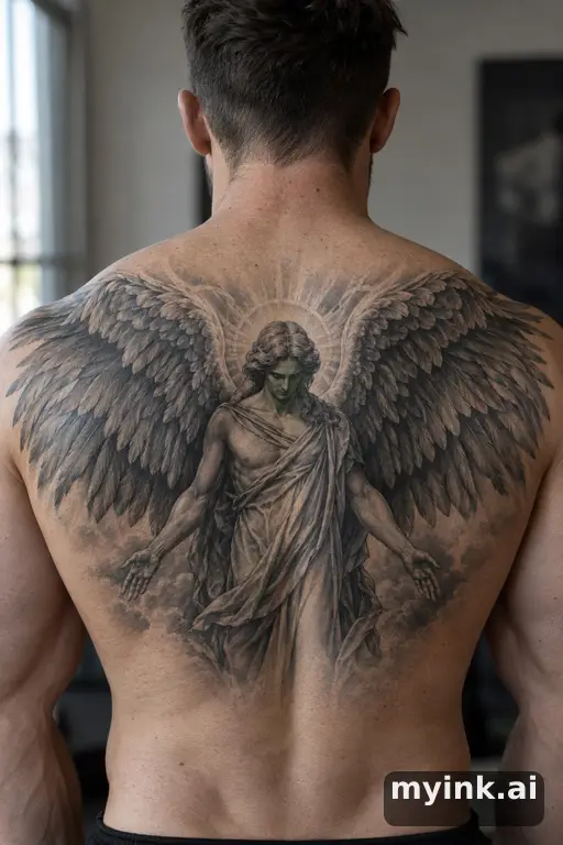 Angel with wings β Realistic Masculine Tattoo reference image