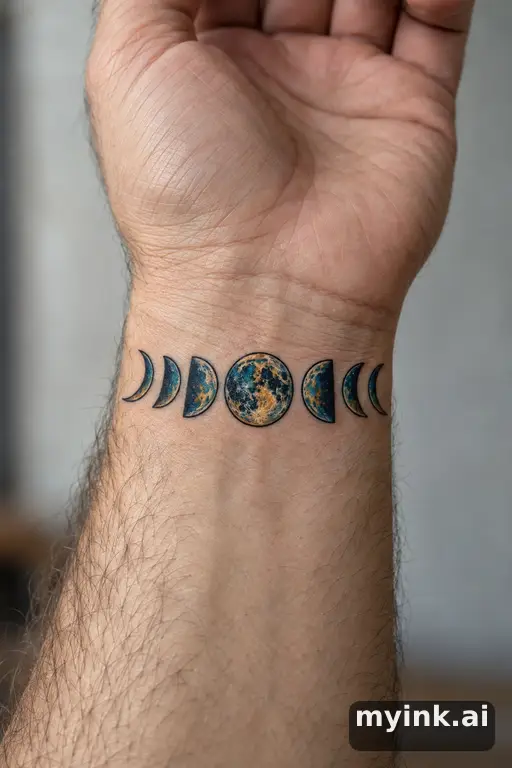 Moon phases — Neo-Traditional Moon Tattoo reference image