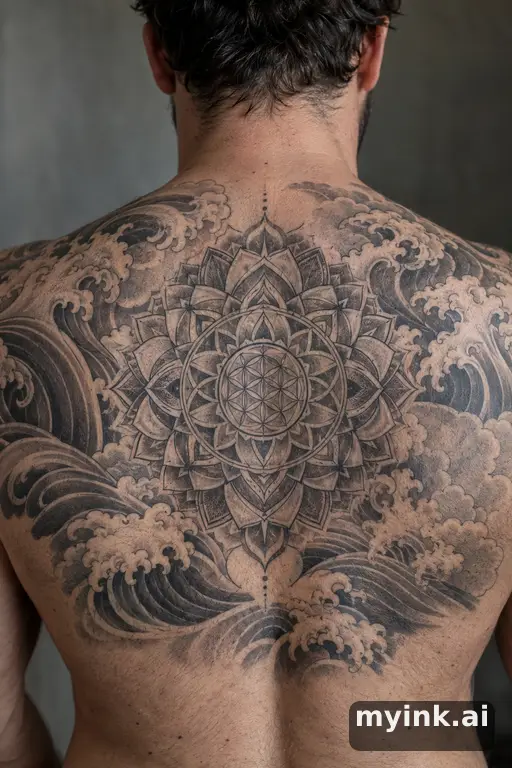 Sacred geometry mandala β Japanese Back Tattoo reference image
