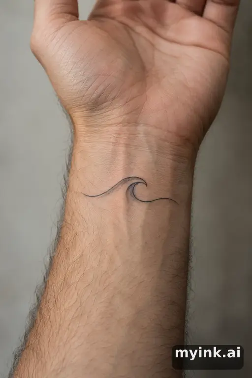 Single-line wave — Fine Line Tattoo reference image