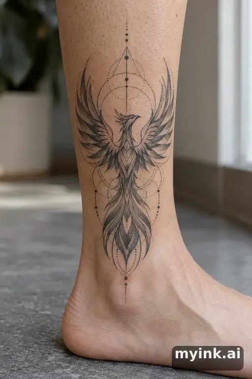 Phoenix rising β Geometric Tattoo for Women reference image