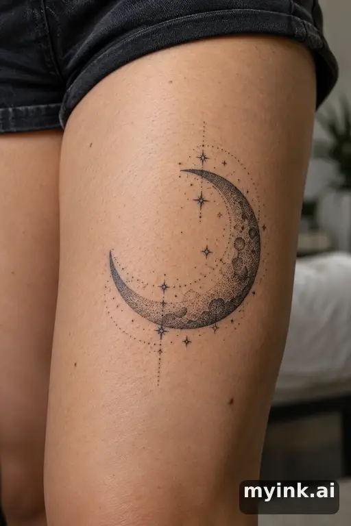 Crescent moon — Dotwork Tattoo for Women reference image