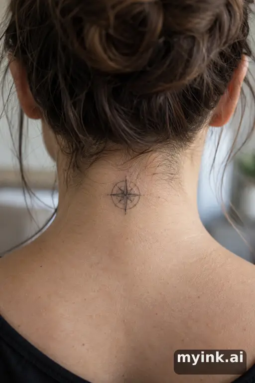 Tiny compass — Fine Line Tattoo reference image