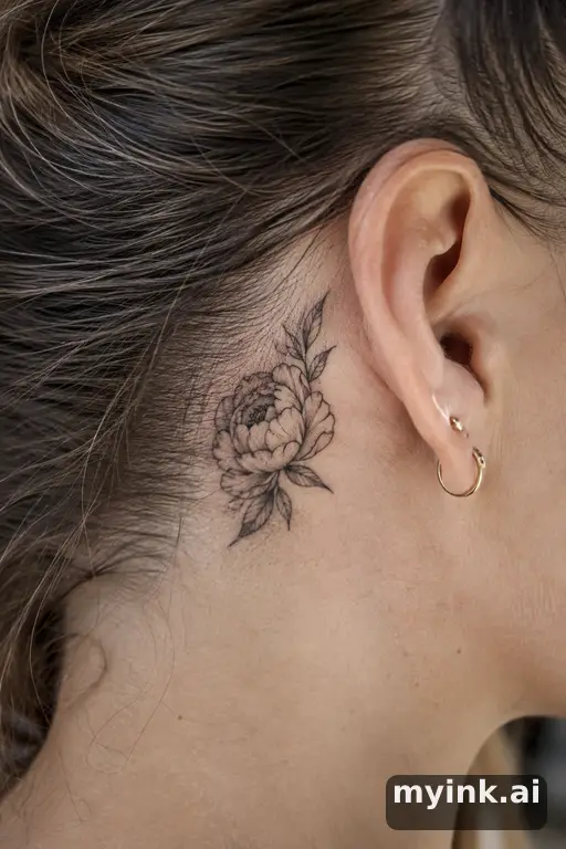 Blooming peony — Fine Line Tattoo reference image