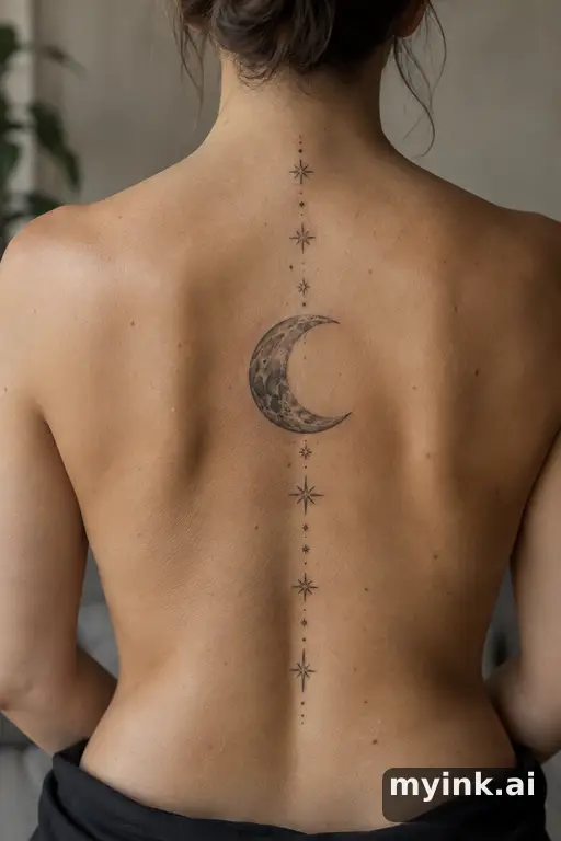 Crescent moon with stars — Realistic Moon Tattoo reference image