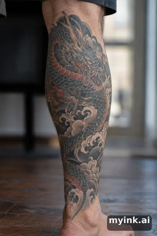 Dragon β Japanese Leg Tattoo reference image