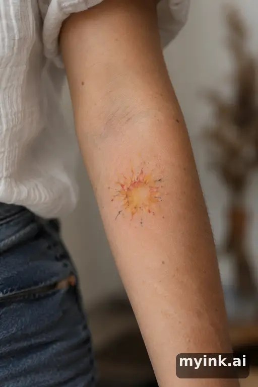 Tiny sun — Watercolor Tattoo for Women reference image