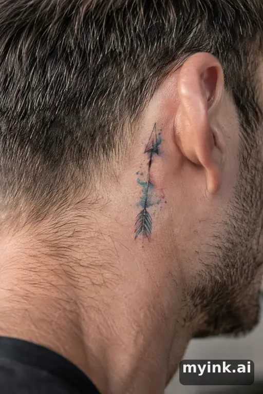 Small arrow — Watercolor Small Tattoo reference image