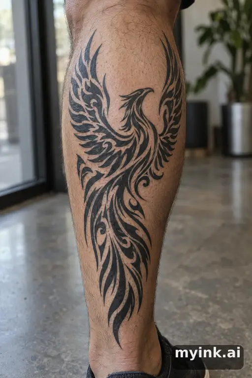 Phoenix rising β Tribal Masculine Tattoo reference image