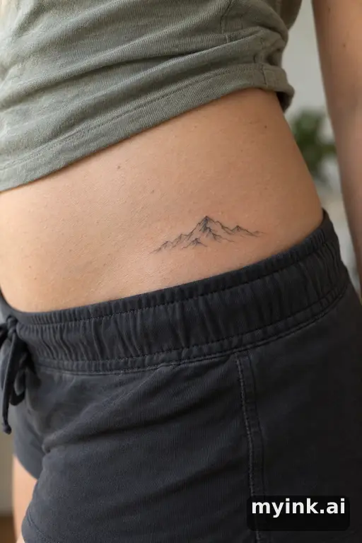 Tiny mountain outline — Fine Line Tattoo for Women reference image