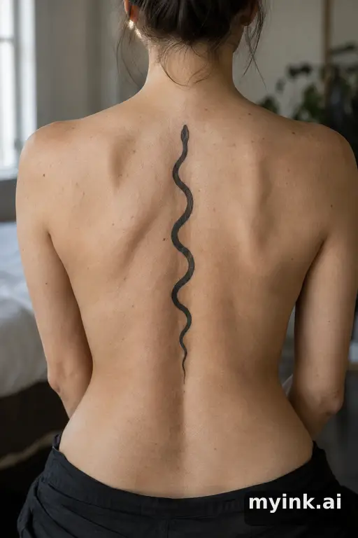 Small snake — Blackwork Spine Tattoo reference image
