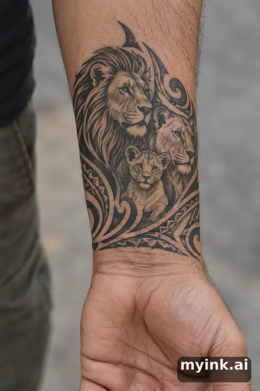 Lion family — Tribal Family Tattoo reference image