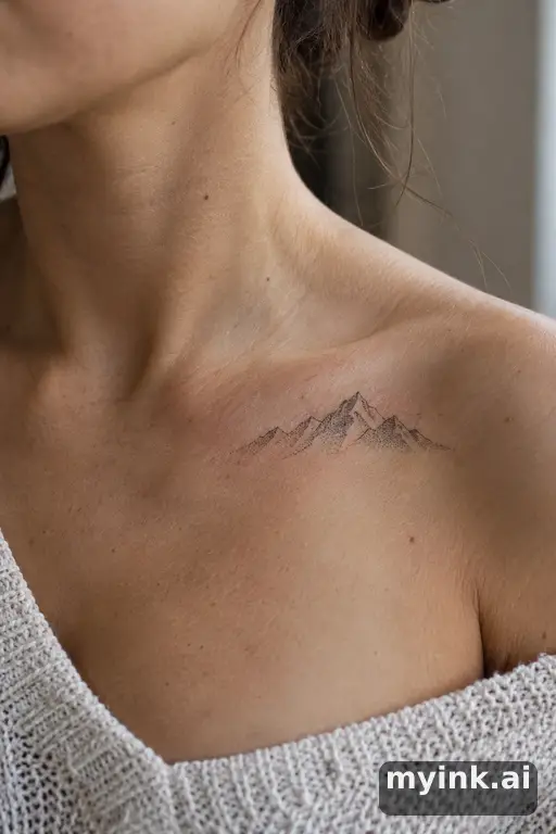 Tiny mountain outline — Dotwork Small Tattoo reference image