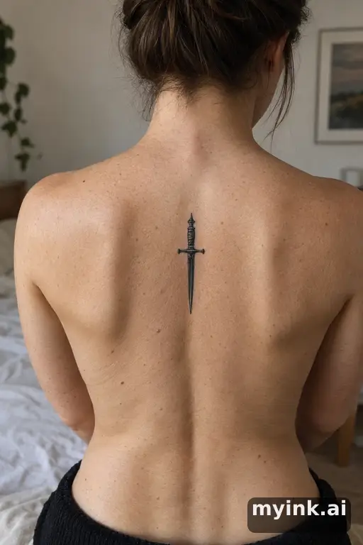 Small dagger — Blackwork Tattoo for Women reference image