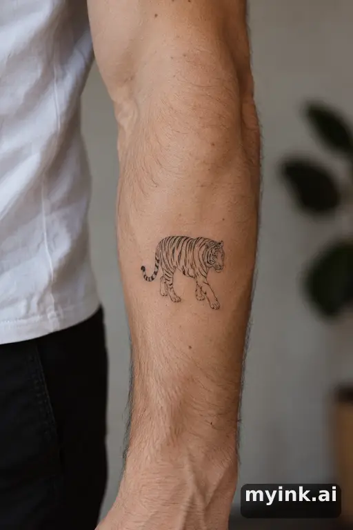 Tiger — Minimalist Forearm Tattoo reference image
