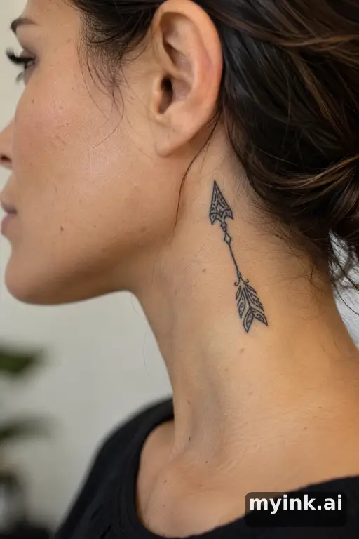 Small arrow — Tribal Neck Tattoo reference image