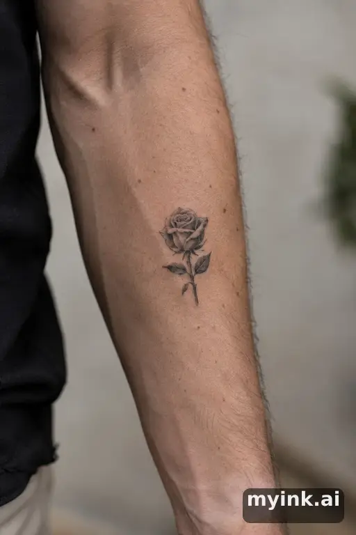 Tiny rose — Realistic Forearm Tattoo reference image
