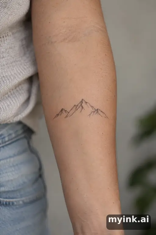 Mountain landscape — Minimalist Forearm Tattoo reference image