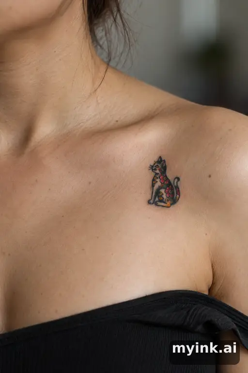 Tiny cat silhouette — Traditional Small Tattoo reference image