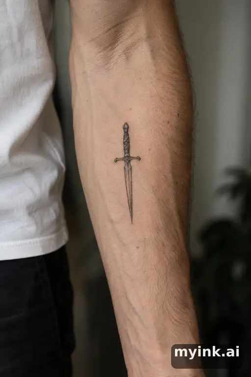 Small dagger — Fine Line Tattoo reference image