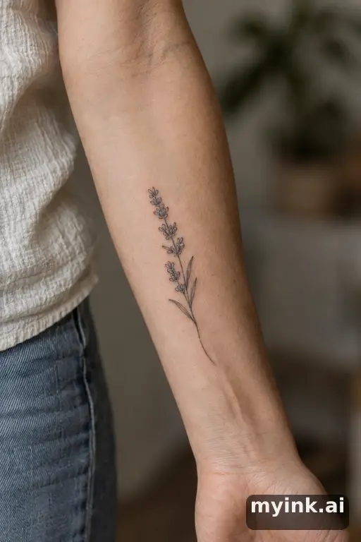 Sprig of lavender — Fine Line Tattoo reference image
