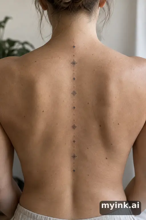 Little star cluster — Minimalist Spine Tattoo reference image