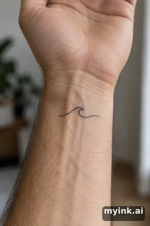 Single-line wave — Minimalist Small Tattoo reference image
