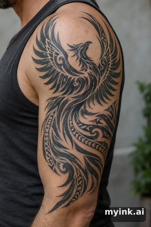 Phoenix rising β Tribal Masculine Tattoo reference image