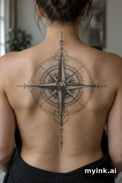 Geometric compass β Realistic Compass Tattoo reference image