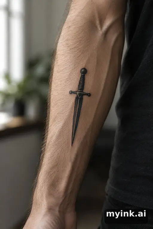Small dagger — Blackwork Forearm Tattoo reference image