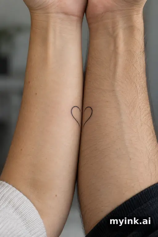 Two halves of a heart — Minimalist Matching Tattoo reference image