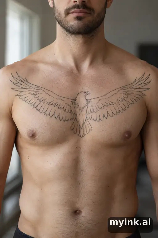 Eagle with spread wings β Minimalist Chest Tattoo reference image