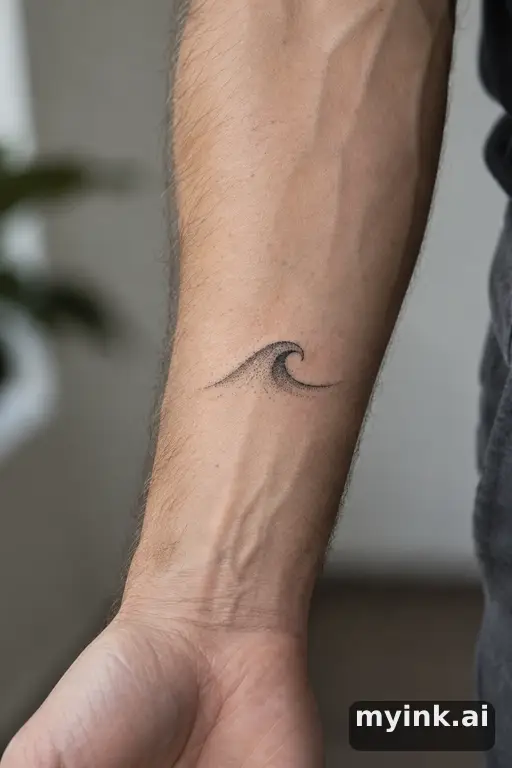 Single-line wave — Dotwork Small Tattoo reference image