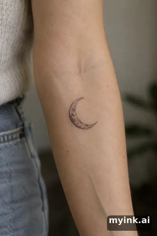 Crescent moon — Fine Line Tattoo reference image