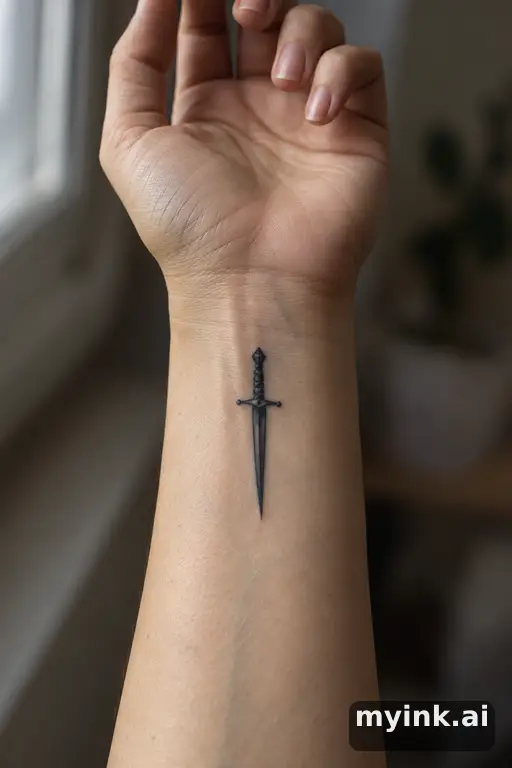 Small dagger — Blackwork Wrist Tattoo reference image