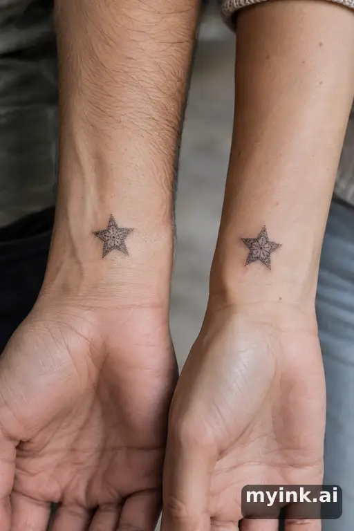 Matching stars — Dotwork Best Friend Tattoo reference image