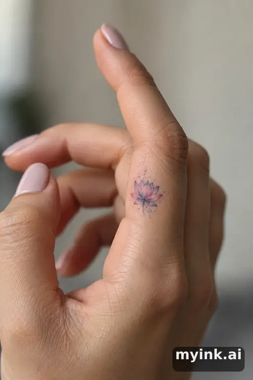 Little lotus — Watercolor Small Tattoo reference image