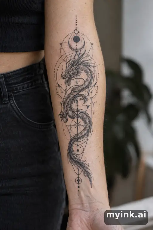 Dragon — Geometric Tattoo for Women reference image