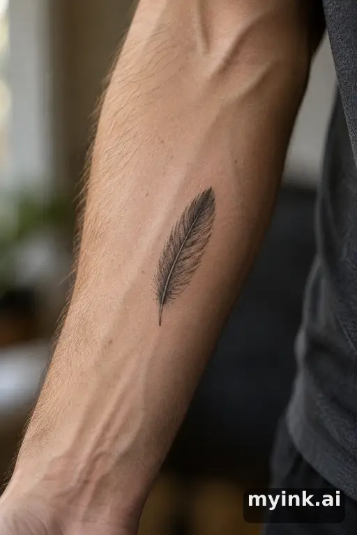 Small feather — Dotwork Small Tattoo reference image