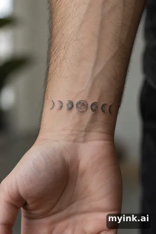 Moon phases — Fine Line Moon Tattoo reference image